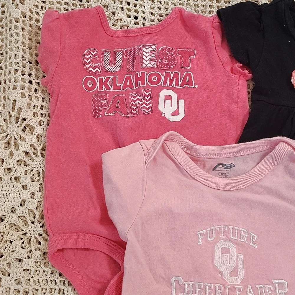 OU SOONERS Baby Bundle Lot Of 4 6-12 Months Onesie & Dress